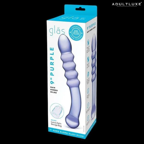 Glas Purple Rain Ribbed Glass Dildo