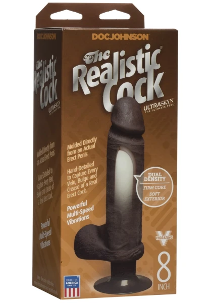 Realistic Cock - UR3 Ultraskyn Vibrating 8 inch Brown