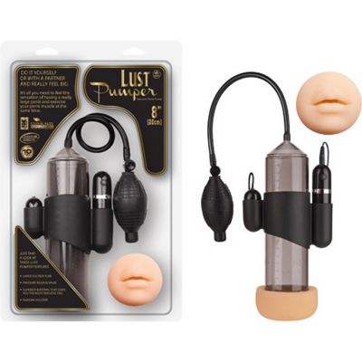 Lust Pumper 8 Vibrating Pump W Gauge Mouth Black