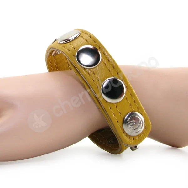 Falcon Leather Code Band Yellow Cock Ring