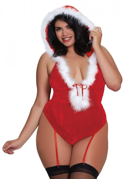 Dreamgirl Stretch Velvet Gartered Santa Teddy