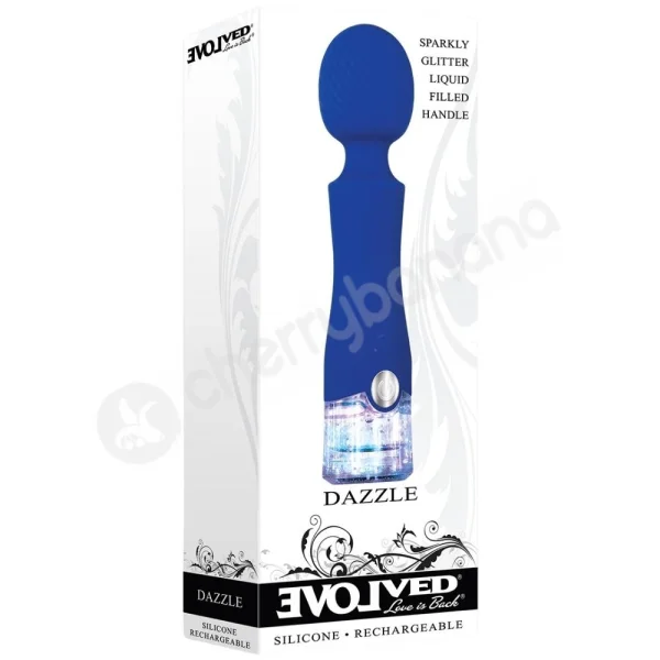 Evolved Dazzle Blue Mini Massage Wand With Glitter & Liquid Base