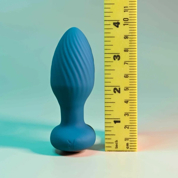 Playboy Pleasure Spinning Tail Teaser Silicone Rotating Vibrating Butt Plug With Remote - Evergreen