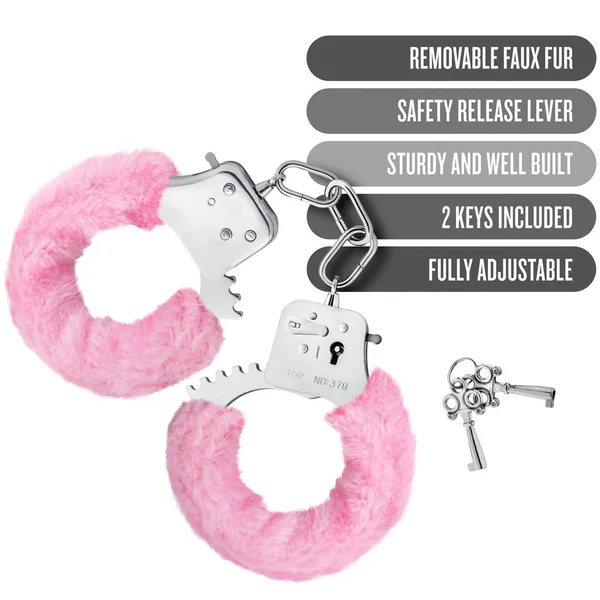Temptasia Cuffs By Blush Novelties - Pink Furry Handcuffs — image 11 of 12