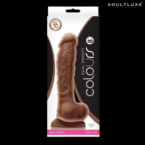 Colours Dual Density 8 Inch Silicone Suction Cup Dildo - Caramel — image 13 of 13
