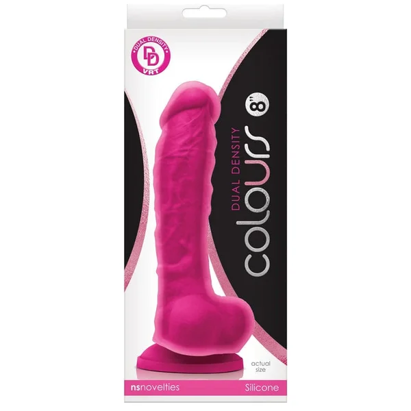 Colours Dual Density 8 Inch Silicone Suction Cup Dildo - Pink — image 16 of 17