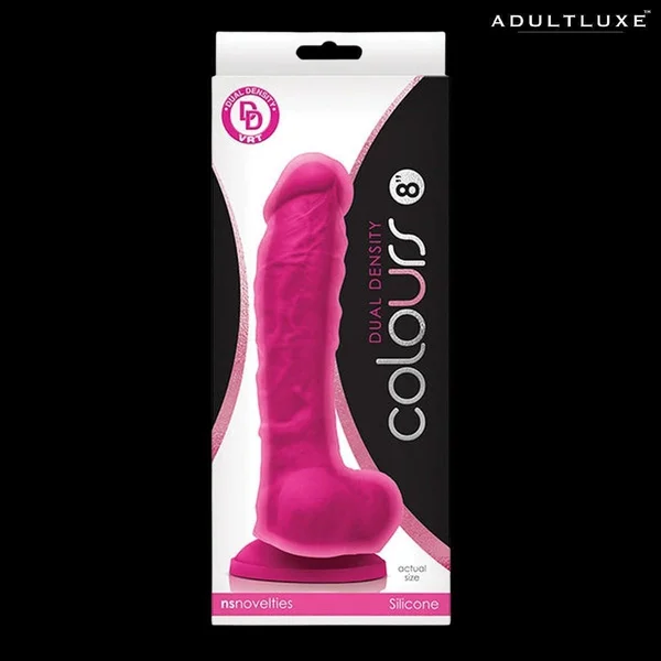 Colours Dual Density 8 Inch Silicone Suction Cup Dildo - Pink — image 15 of 17