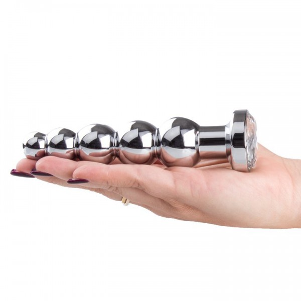 Bejewelled Silver Metal Rippling Jewelled Butt Plug - 5.5 Inch — image 3 of 3