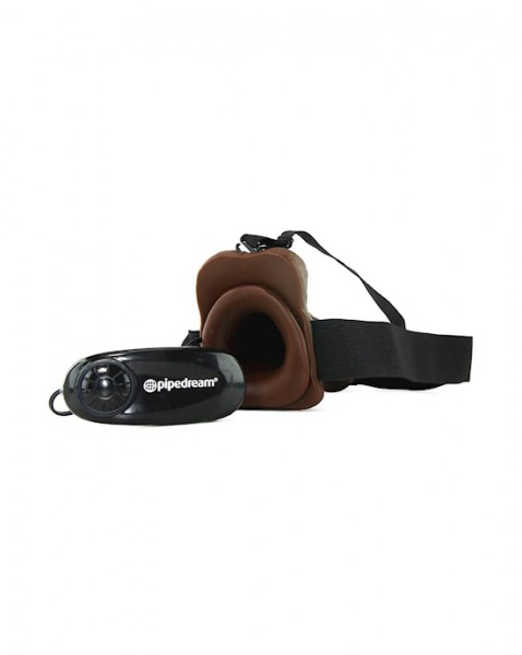 Fetish Fantasy Series 7 Inch Vibrating Hollow Strap-on With Balls - Brown