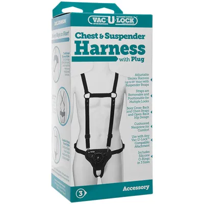 Vac U Lock Chest Suspender Harness With Plug Black
