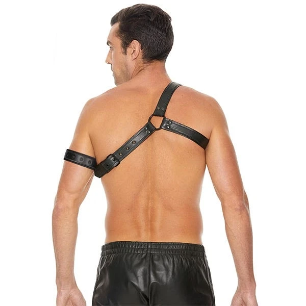 Ouch! Bonded Leather Gladiator Harness with Armband