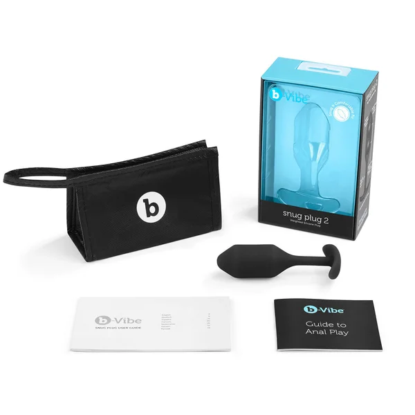b-Vibe Snug Plug 2 Medium Silicone Weighted Butt Plug - Black — image 17 of 18