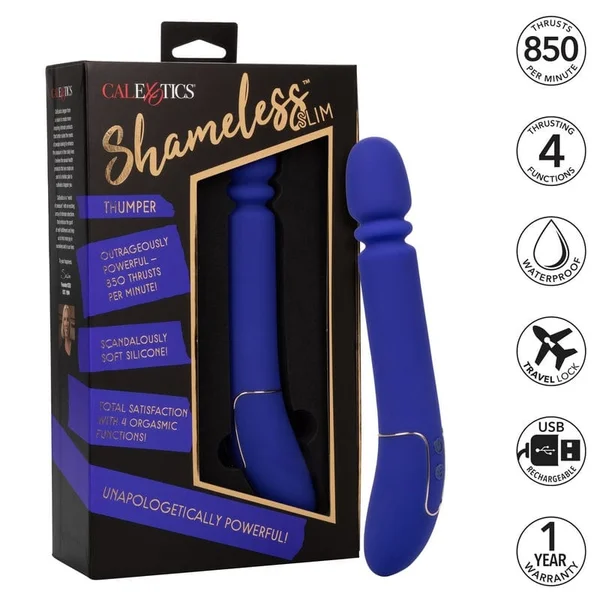 Shameless Slim Thumper Powerful Silicone Waterproof Rechargeable Thruster By CalExotics — image 25 of 25