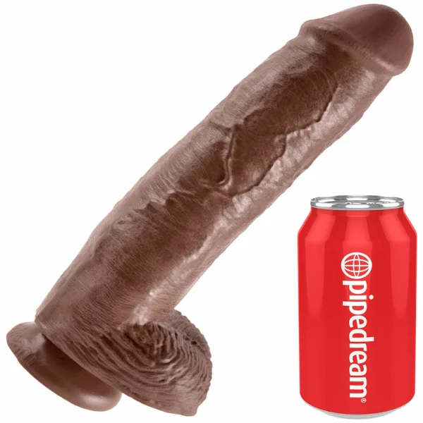 King Cock 11" Suction Cup Cock With Balls - Chocolate