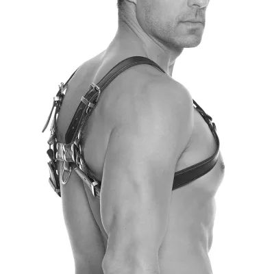 Ouch Chest Bulldog Harness Black Large to Xlarge