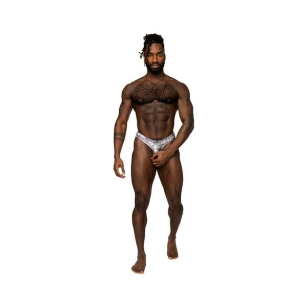 Men's Clothing: Male Power S'naked Power Sock Silver/black S/m