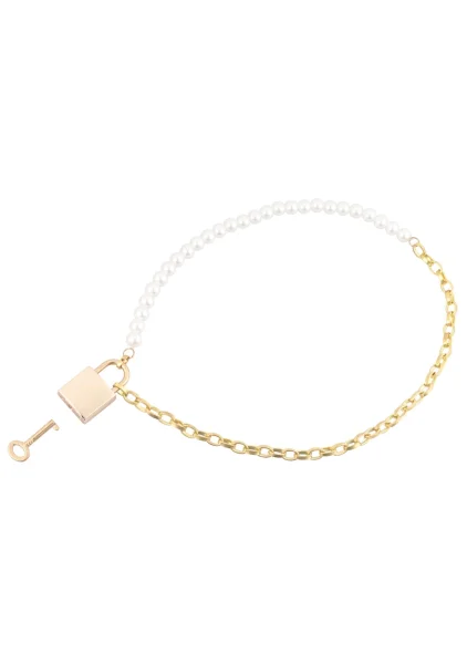 Sex & Mischief Pearl Day Collar By Sportsheets - White & Gold