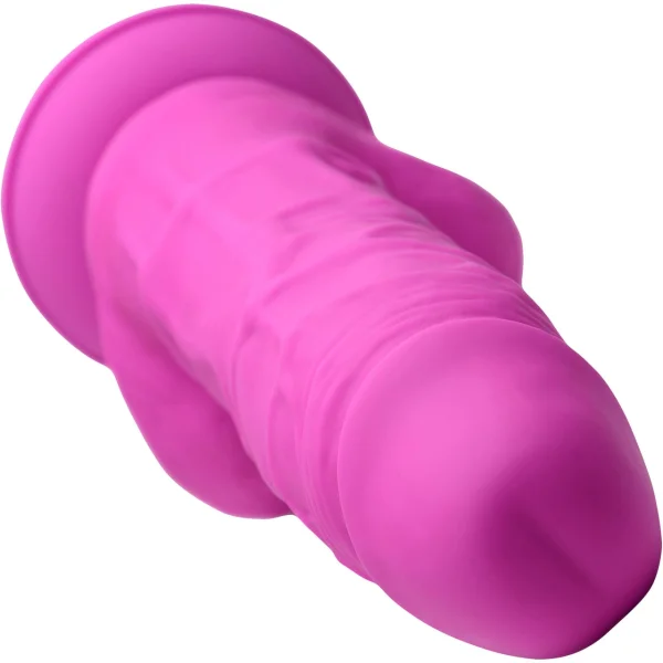 Strap U Power Pecker 7" Silicone Suction Cup Dildo With Balls - Pink