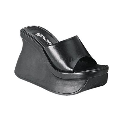 PACE 01 4 1 2 Goth Punk Wedge Blk Pu P F Sandal