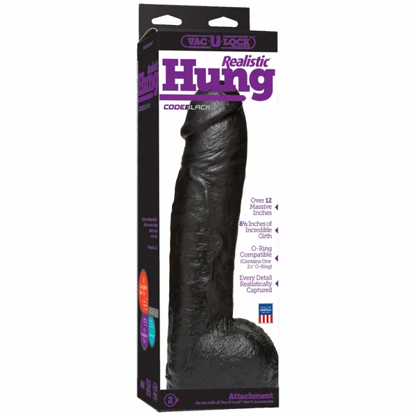 Doc Johnson Vac-U-Lock Realistic Hung 12" Cock - CodeBlack — image 12 of 12
