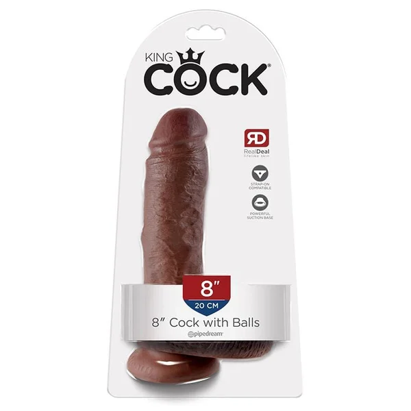 King Cock 8" Suction Cup Dildo With Balls - Chocolate — image 15 of 22