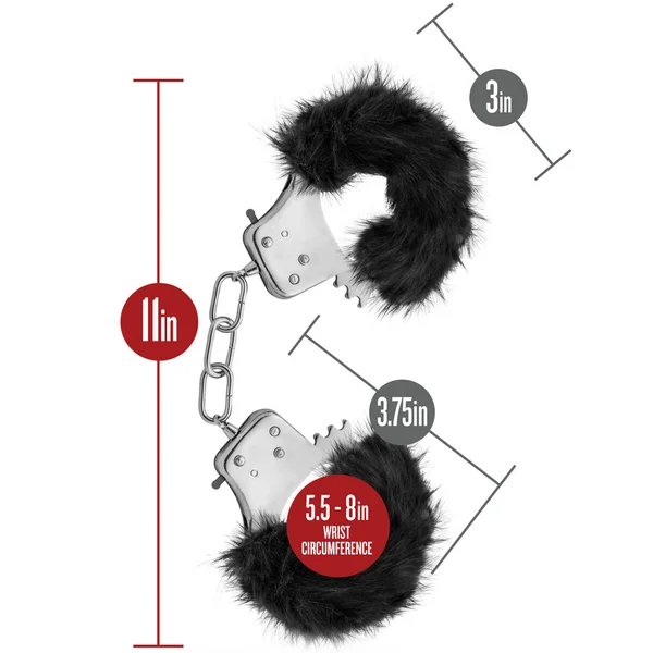 Temptasia Cuffs By Blush Novelties - Black Plush Furry Handcuffs — image 9 of 10