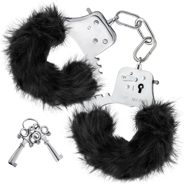 Temptasia Cuffs By Blush Novelties - Black Plush Furry Handcuffs — image 6 of 10