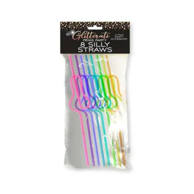 Games Novelty Glitterati Penis Party Silly Straws 8 pack