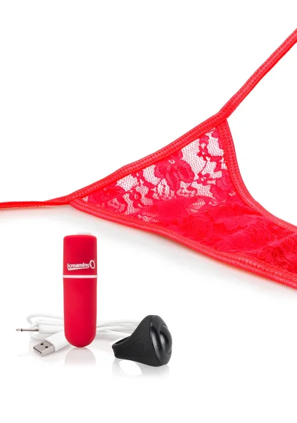 Charged My Secret Rechargeable 10 Function Remote Control Panty Vibe By Screaming O - Red