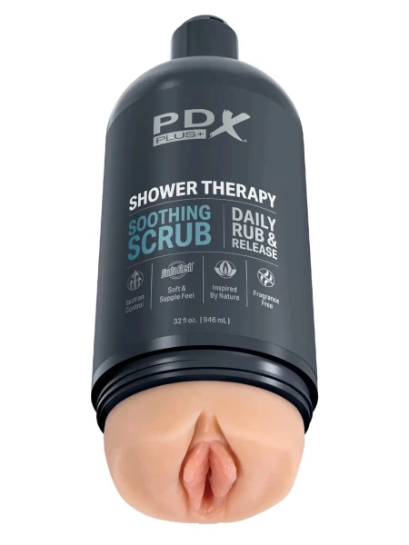 PDX Plus Shower Therapy Soothing Scrub Discreet Penis Stroker By Pipedream - Vanilla