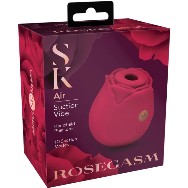 Secret Kisses Rosegasm Rechargeable Silicone Clitoral Pressure Wave Stimulator - Red