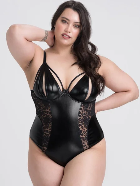Lovehoney Plus Size Fierce Muse Wet Look Crotchless Teddy