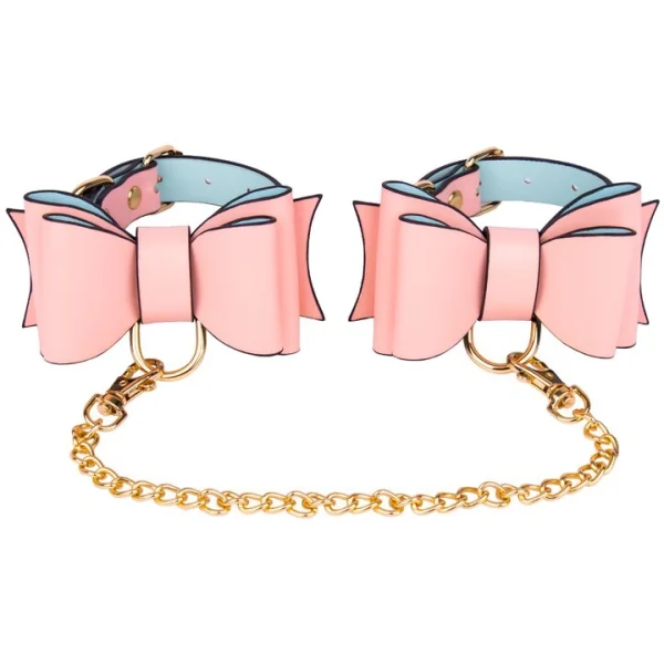 Bondara Luxe Bow To Me Pink PU Ankle Cuffs
