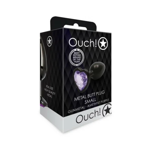 Butt Plugs: Shots Ouch! Heart Gem Butt Plug Small Gunmetal/amethyst