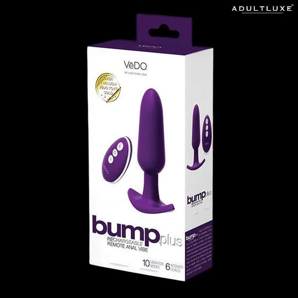 Bump Plus Silicone Rechargeable Vibrating Butt Plug With Remote by VeDO - Purple — image 10 of 10