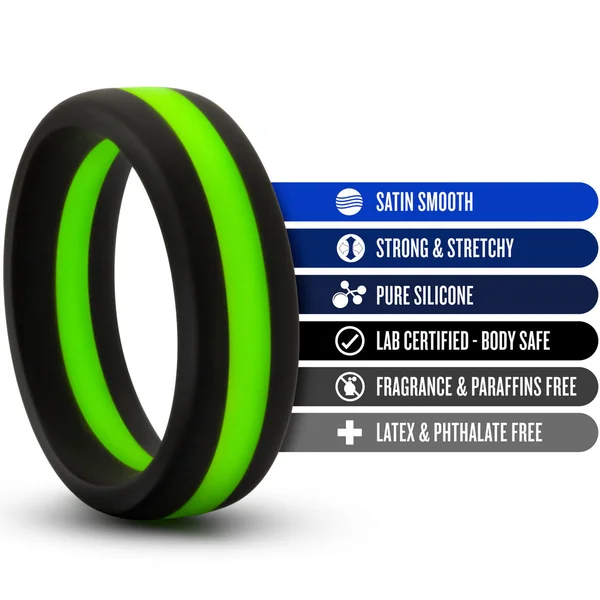 Performance Silicone Go Pro Cock Ring By Blush - Black & Green — image 8 of 8