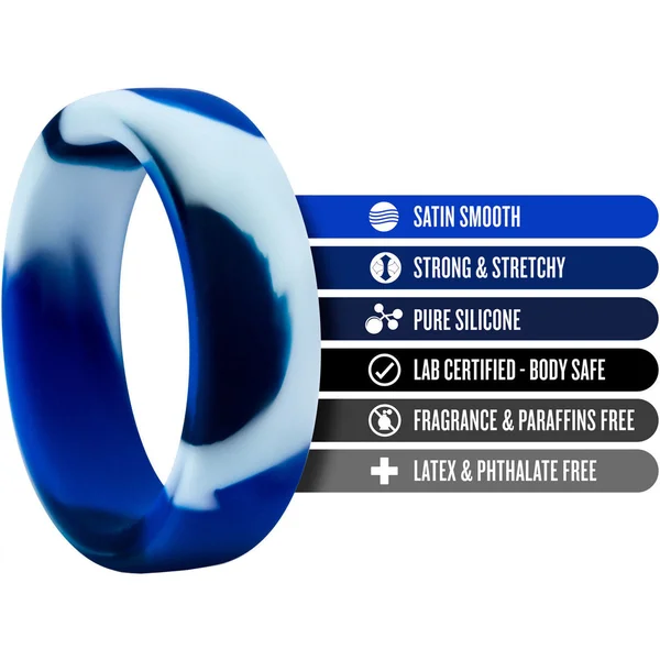 Performance Silicone Camo Cock Ring By Blush Novelties - Blue Camouflage — image 7 of 8