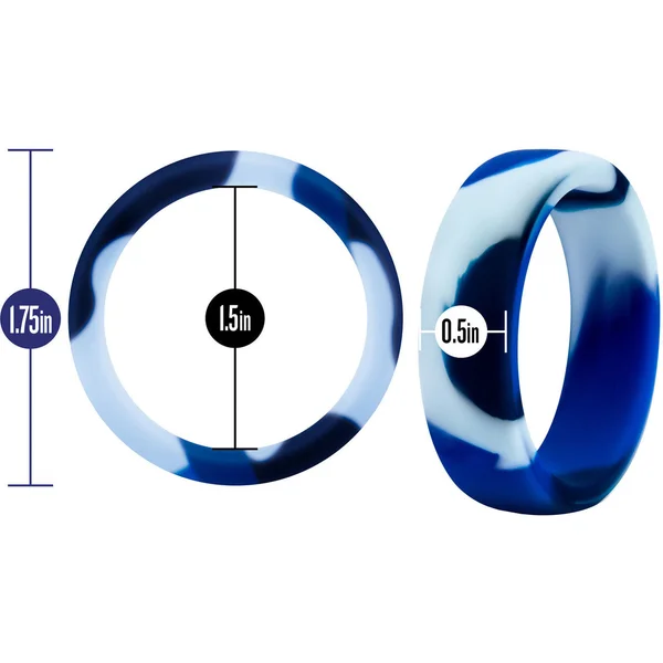 Performance Silicone Camo Cock Ring By Blush Novelties - Blue Camouflage — image 8 of 8