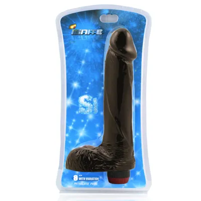 SI 8in Cock with Balls Vibrates Brown