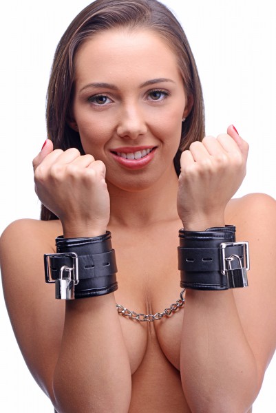 Locking Padded Wrist Cuffs with Chain