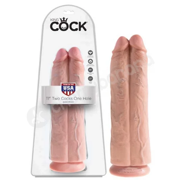 King Cock Flesh 11'' Two Cocks One Hole Dildo