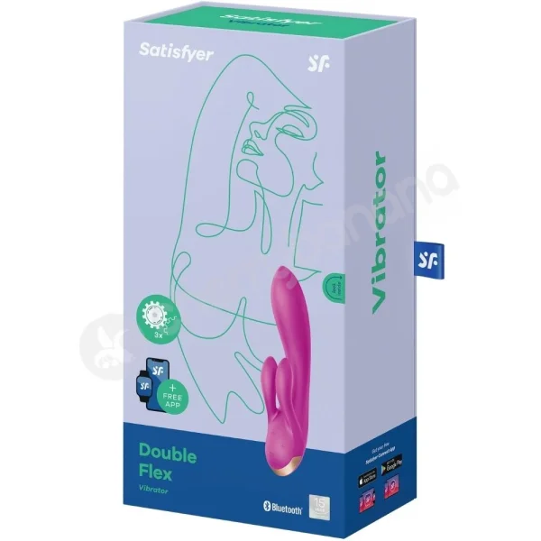 Satisfyer Double Flex G-Spot & Clitoris Flexible Purple Rabbit With App Control