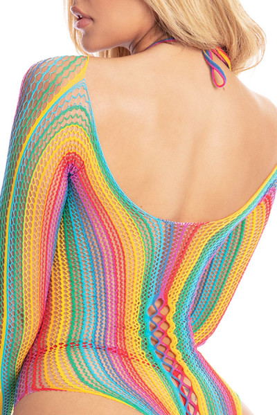 Pink Lipstick More Colour Rainbow Bodystocking Bodysuit