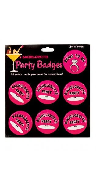 Bachelorette party badges - pack of 7