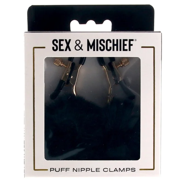 Sex & Mischief Puff Nipple Clamps By Sportsheets - Black & Rose Gold