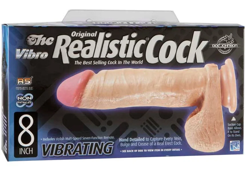 Doc Johnson The Vibrating Realistic 8" Cock with Suction Cup - Vanilla — image 13 of 13