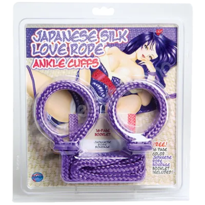 Japanese Silk Love Rope Purple Ankle Cuffs