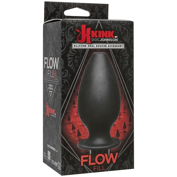 Kink Flow Silicone Anal Douche Accessory Full Flush Out - Black