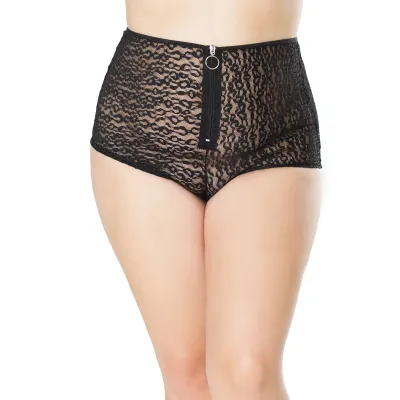 Plus Size Leopard Print Zip Up Booty Shorts