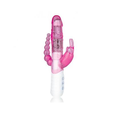 Slim Double Penetration Rabbit With Vibrating Anal Beads Pink